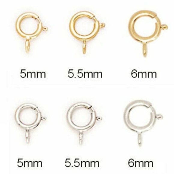 14K Solid Spring Ring Clasp. 14K Gold Findings. Solid Gold Bracelet Making 5.5mm - Picture 1 of 2